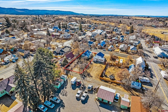 aerial view with a mountain view