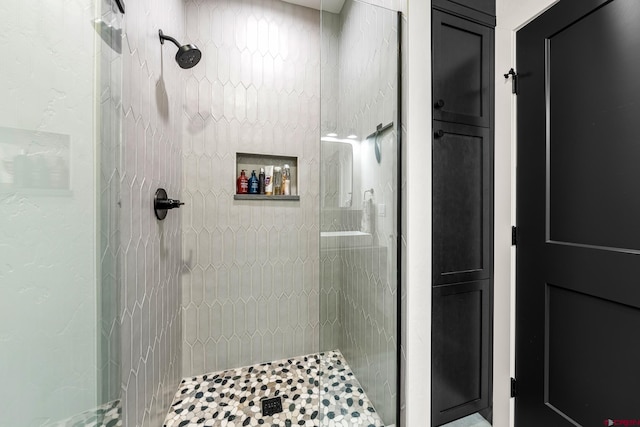 bathroom with a stall shower