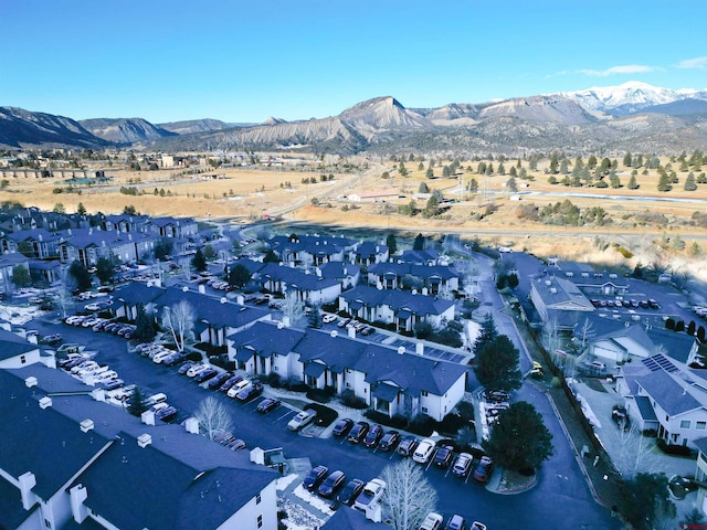 bird's eye view with a mountain view and a residential view