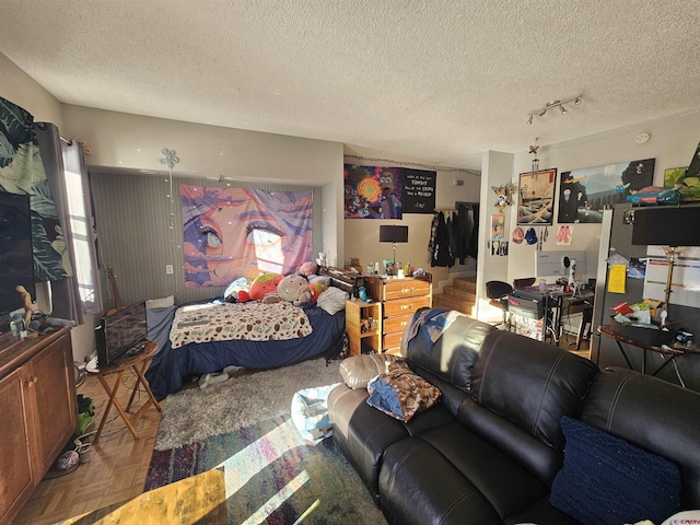 bedroom with a textured ceiling