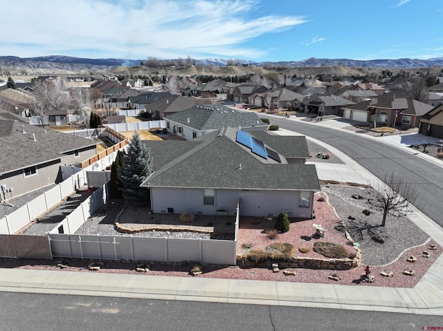 aerial view with a residential view and a mountain view