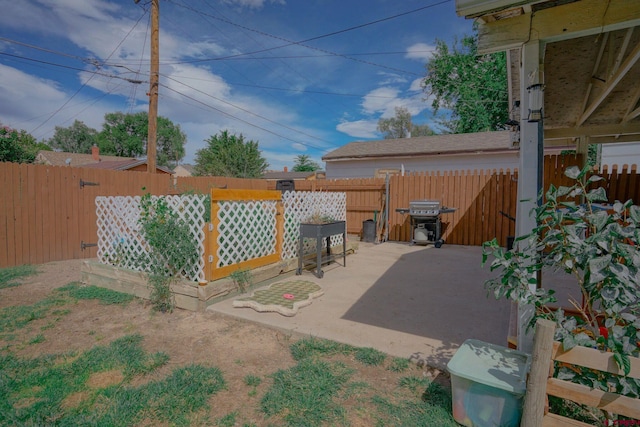 view of patio / terrace with a fenced backyard and grilling area