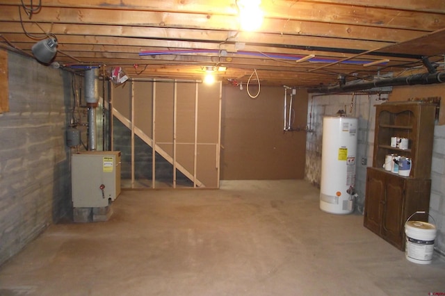 unfinished below grade area with water heater