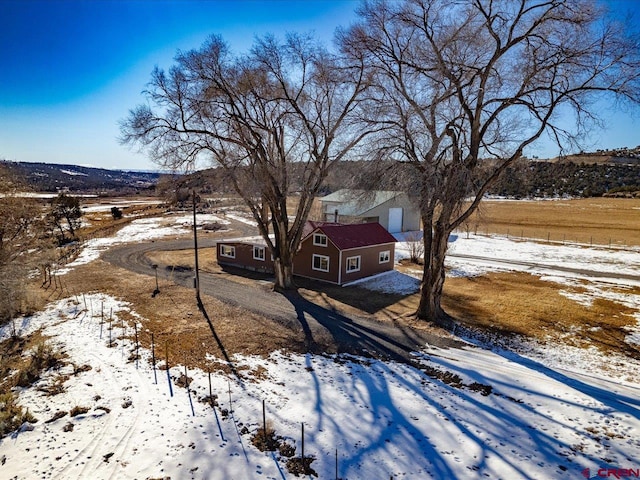 view of yard covered in snow