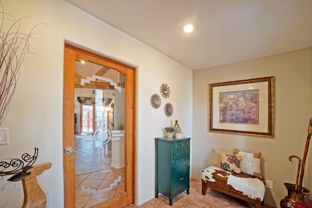 sitting room with light tile patterned floors