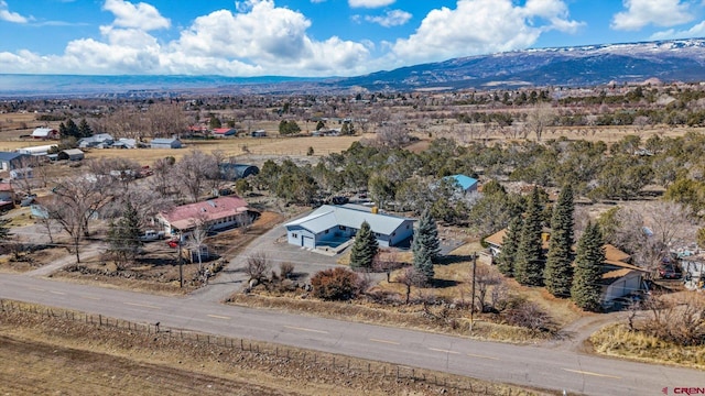 birds eye view of property with a mountain view