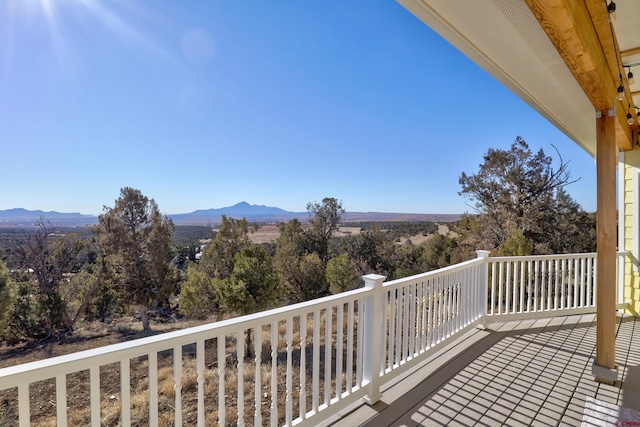 deck with a mountain view