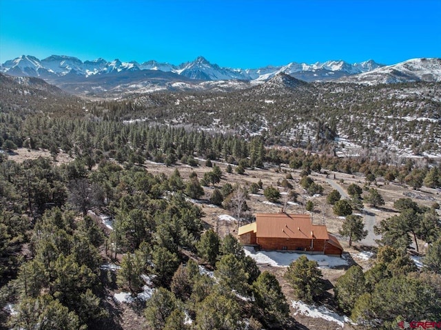 bird's eye view with a mountain view