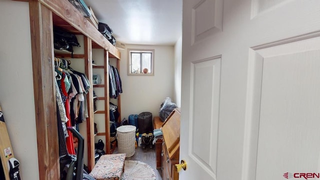 spacious closet featuring wood finished floors