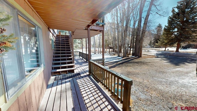 wooden deck with stairs