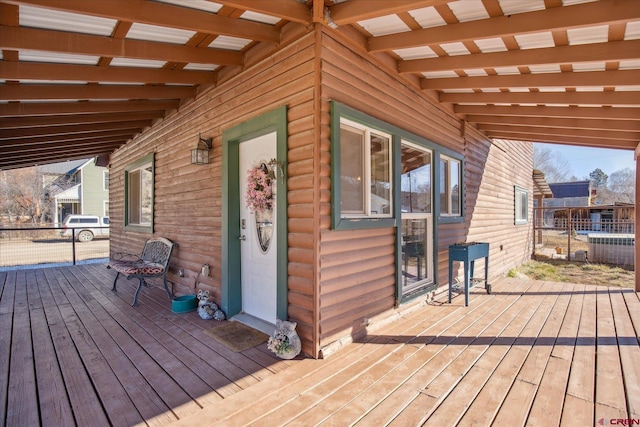 wooden terrace with fence