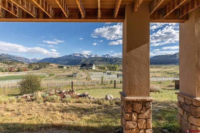 view of mountain feature featuring a rural view