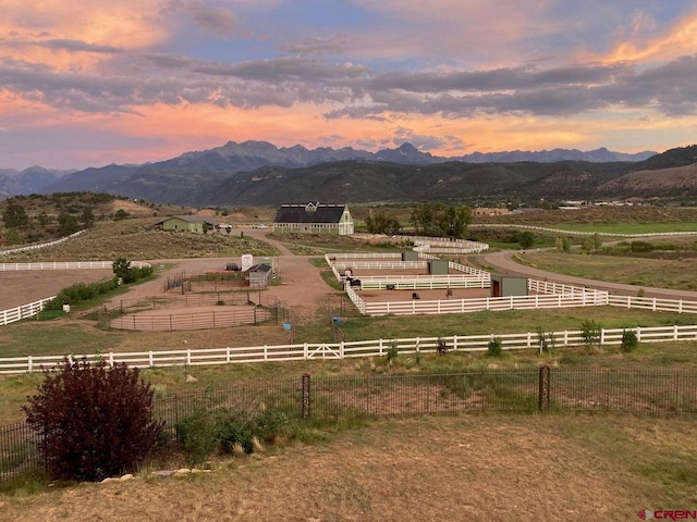 view of mountain feature featuring a rural view