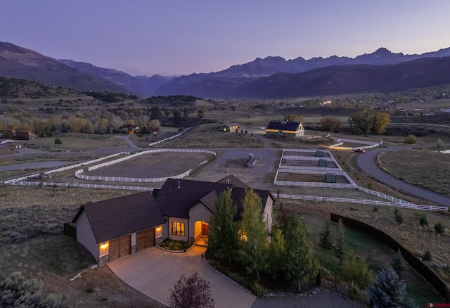 aerial view with a mountain view