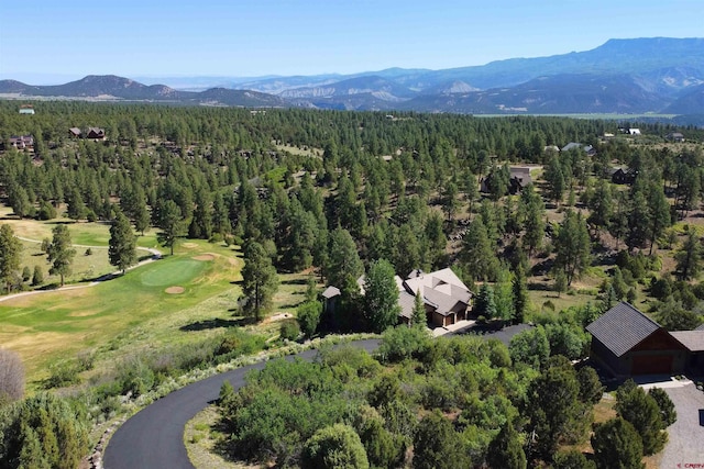 aerial view with a forest view and a mountain view