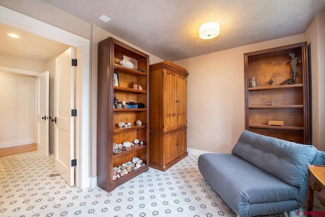 living area with baseboards