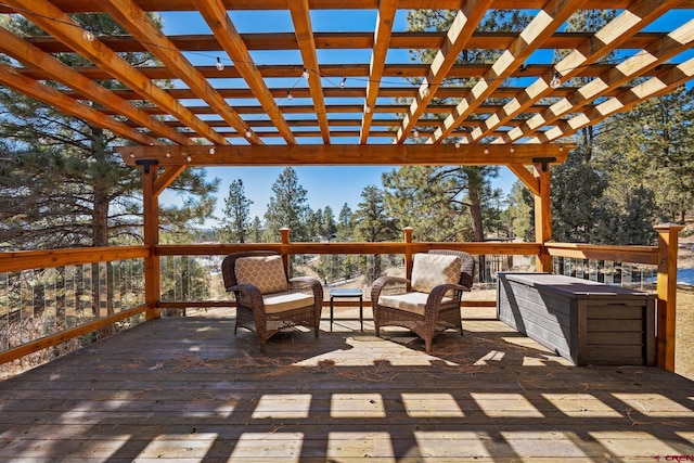 wooden deck with a pergola