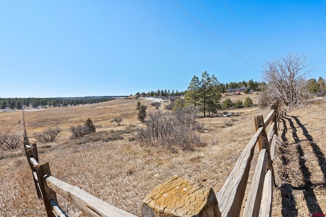 view of yard with a rural view