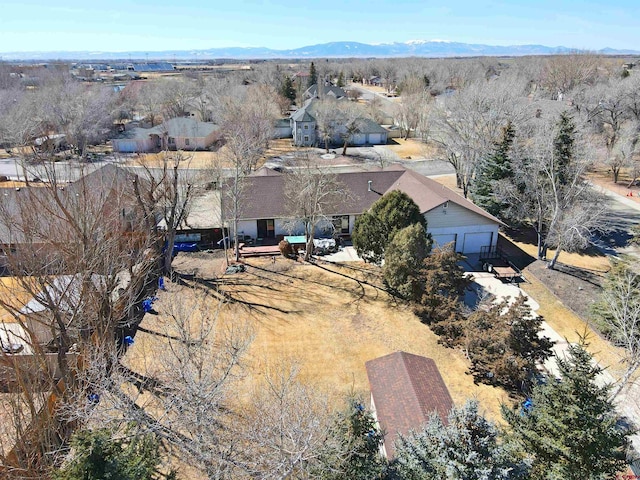 aerial view with a mountain view