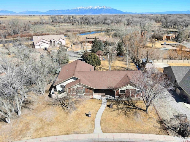 aerial view with a mountain view