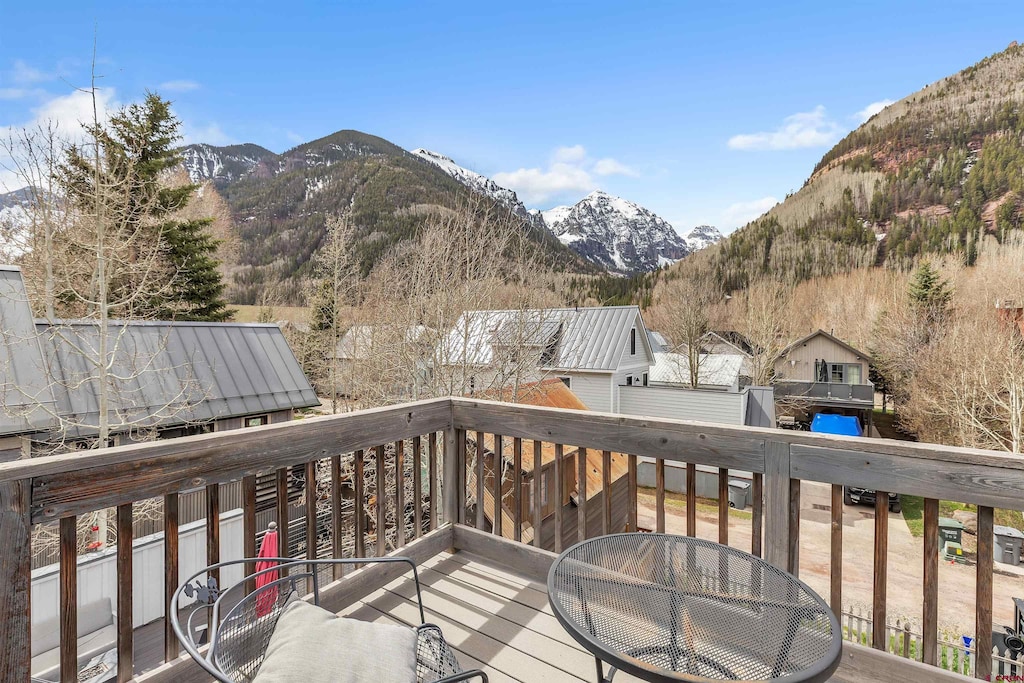 deck featuring a mountain view