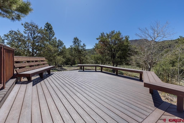 deck with a mountain view