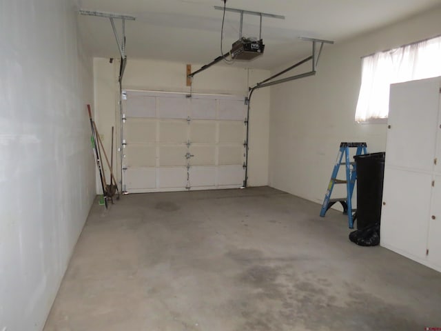 garage with a garage door opener