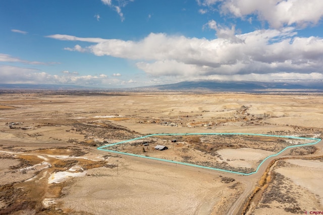 birds eye view of property with a rural view, a mountain view, and view of desert