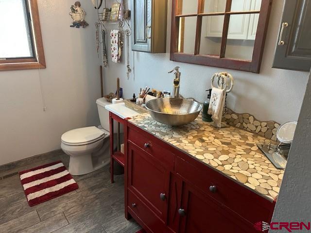 bathroom with vanity and toilet