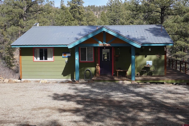 view of front of home featuring metal roof