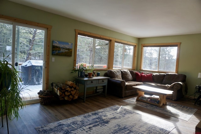 living area with wood finished floors