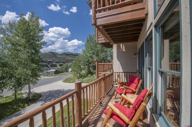 balcony with a mountain view