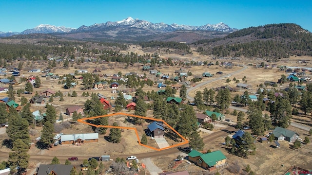 bird's eye view with a mountain view