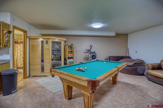 game room with billiards