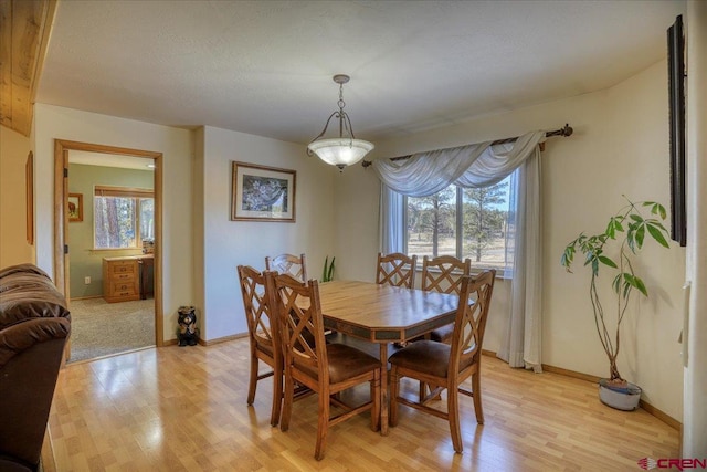 dining room featuring baseboards and light wood-style floors