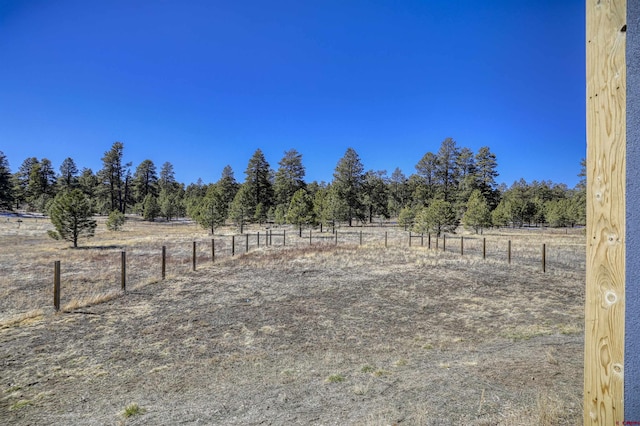 view of yard featuring a rural view and fence