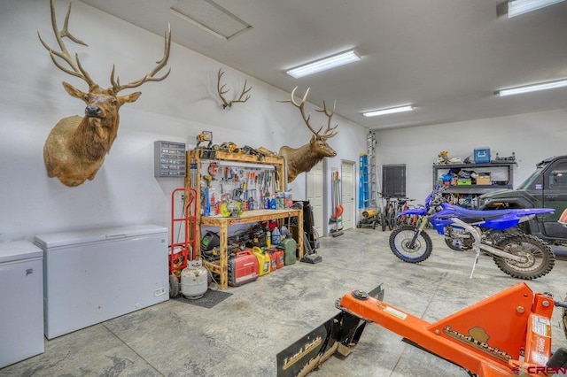 garage with fridge and white fridge