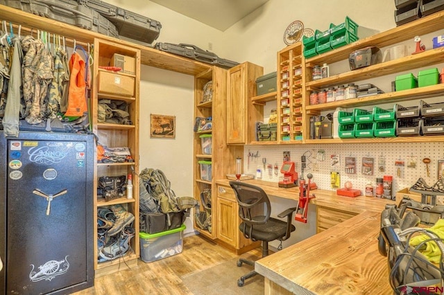 office area featuring light wood-style flooring