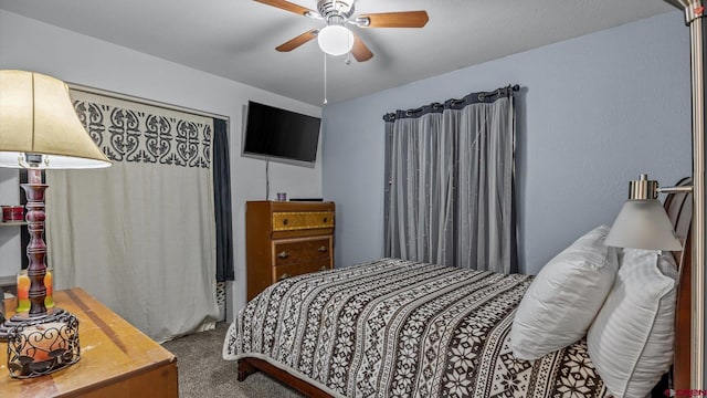 bedroom with carpet and ceiling fan