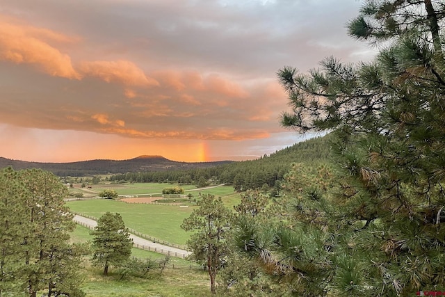 mountain view with a rural view