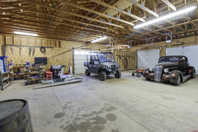 garage with a garage door opener