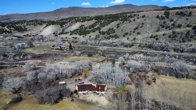 aerial view with a mountain view