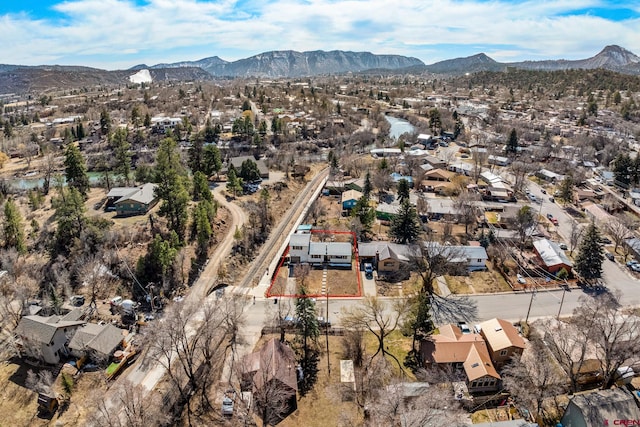 aerial view with a residential view and a mountain view