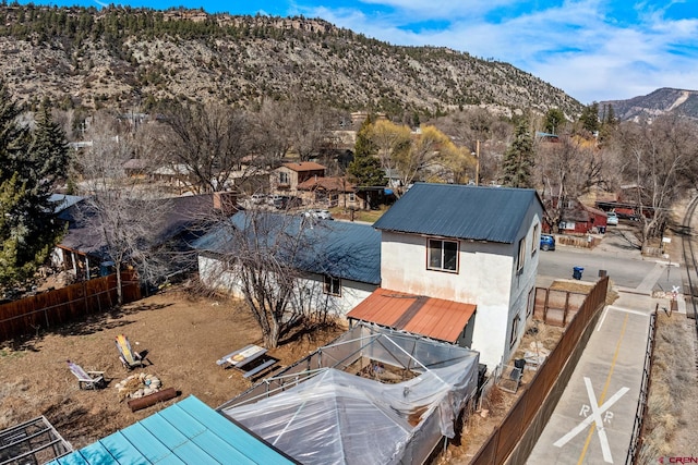 drone / aerial view with a mountain view