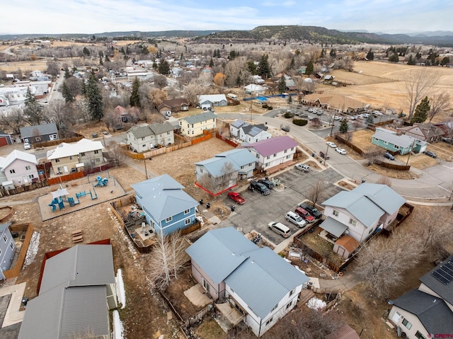 bird's eye view with a mountain view and a residential view