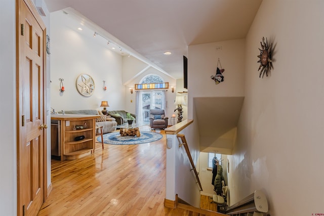 interior space with recessed lighting and light wood finished floors