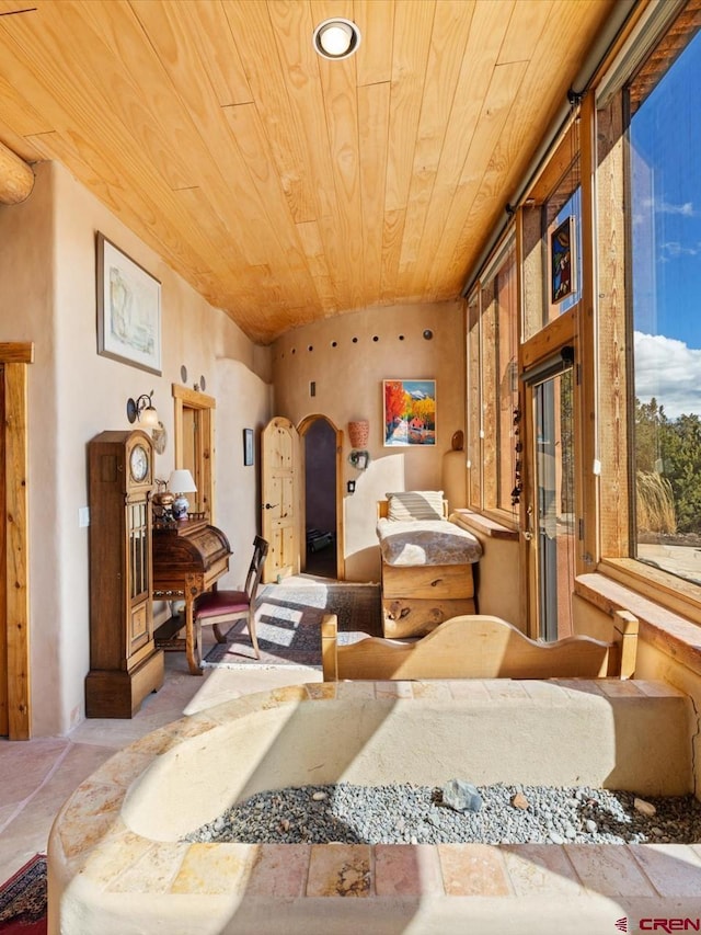 misc room featuring wooden ceiling