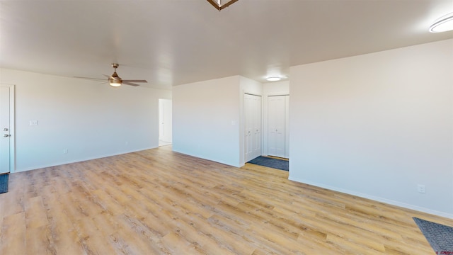 3601 Tinker Dr, Aztec, NM 87410 - unfurnished room featuring baseboards, a ceiling fan, and light wood finished floors
