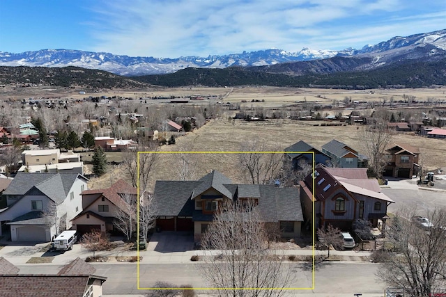 420 Amy Way, Ridgway, CO 81432 - aerial perspective of suburban area featuring property parcel outlined and a mountainous background