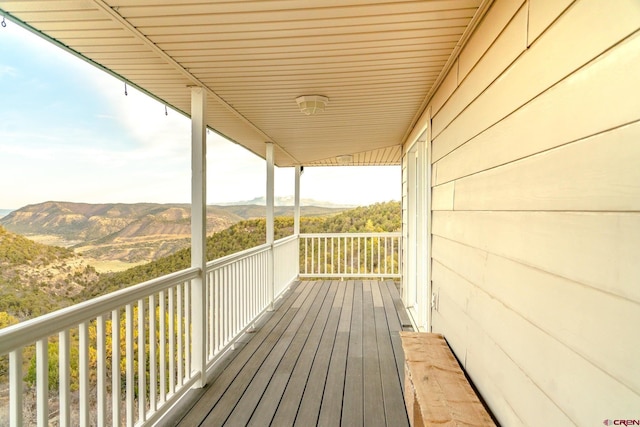 deck with a mountain view